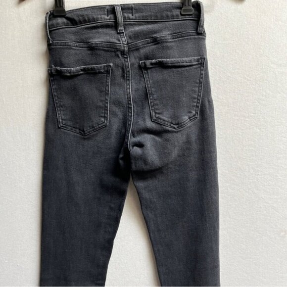 Agolde Sophie Black Skinny Jeans Distressed Fray Denim Jeans Sz 23 - Picture 6 of 15